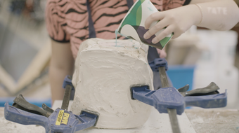 Pouring the jesmonite mixture